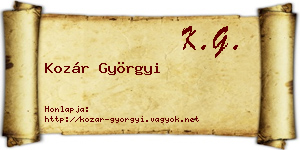 Kozár Györgyi névjegykártya